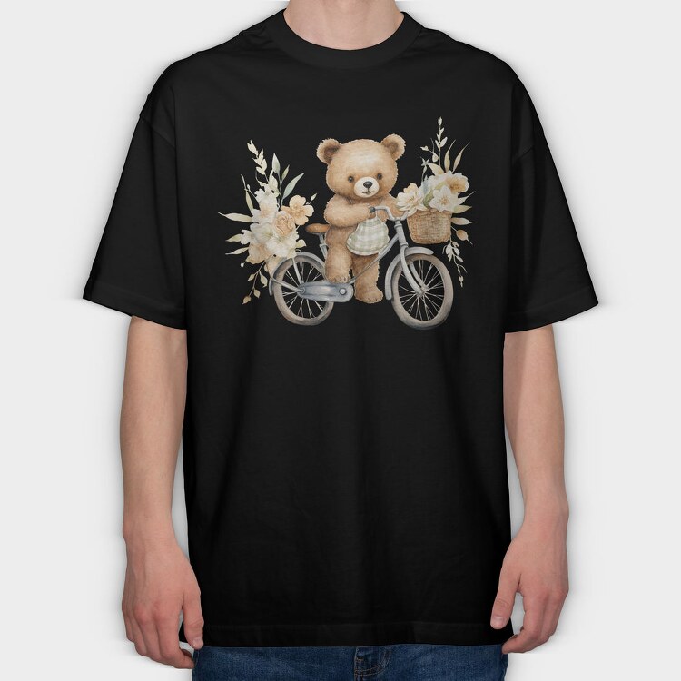 Watercolor Flower Bear, Tricou Oversize Barbati (Unisex)