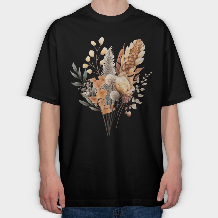 Watercolor Fall Dried Flowers, Tricou Oversize Barbati (Unisex)