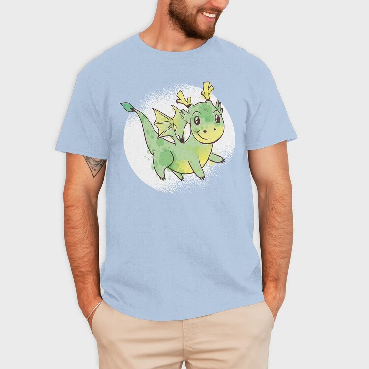 Cute Dragon Watercolor, Tricou Barbati (Unisex)