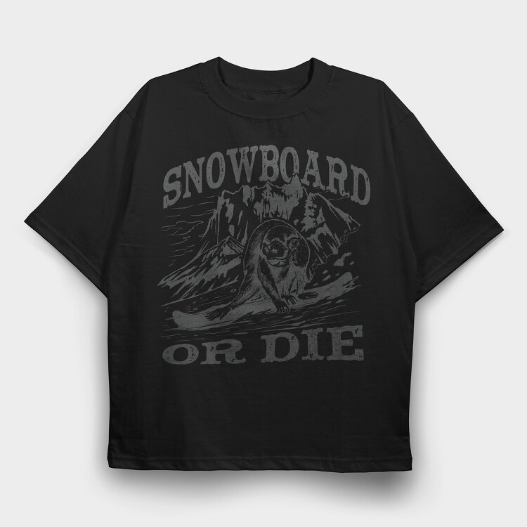 Monkey Snowboarding, Tricou Oversize Barbati (Unisex)