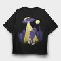 Alien Kidnapping Bigfoot, Tricou Oversize Barbati (Unisex)