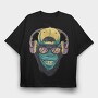 Monkey With Headphones, Tricou Oversize Barbati (Unisex)