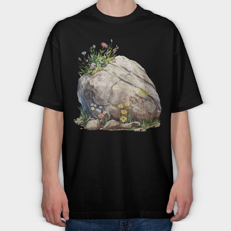 Watercolor Flowers Rock, Tricou Oversize Barbati (Unisex)