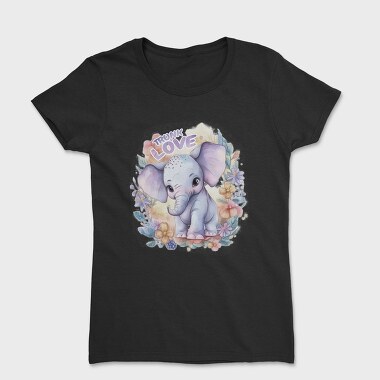 Cute Elephant In Nature Watercolor Tote, Tricou Femei