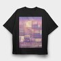 Monochromatic Vaporwave Japan City, Tricou Oversize Barbati (Unisex)