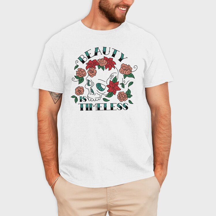 Floral Skull Nature Beauty Is Timeless Tote, Tricou Barbati (Unisex)