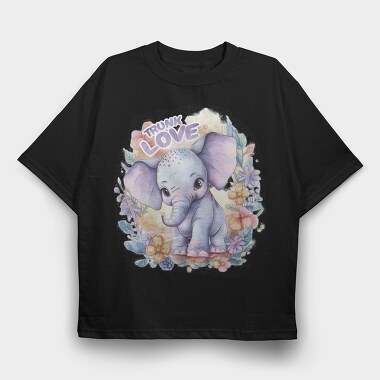 Cute Elephant In Nature Watercolor Tote, Tricou Oversize Barbati (Unisex)