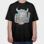 Yeti Monster Eating Cookies, Tricou Oversize Barbati (Unisex)