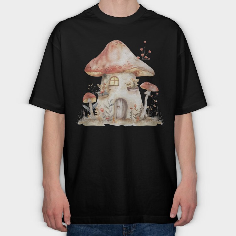 Watercolor Fairy House, Tricou Oversize Barbati (Unisex)