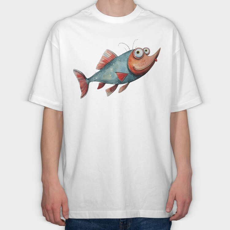 Watercolor Fish Funny, Tricou Oversize Barbati (Unisex)