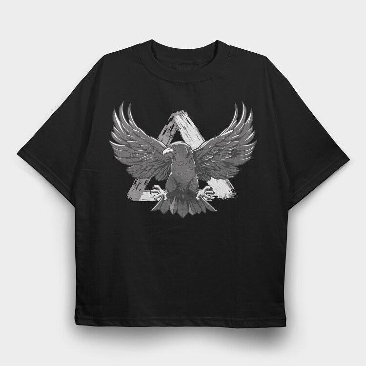 Monochrome Eagle Bird Flight, Tricou Oversize Barbati (Unisex)
