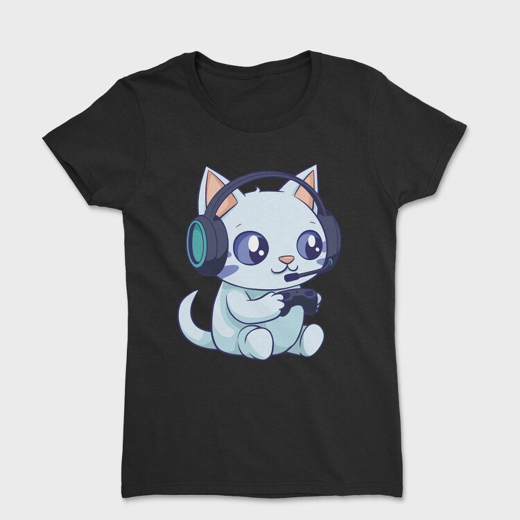 Cute Gamer Cat, Tricou Femei