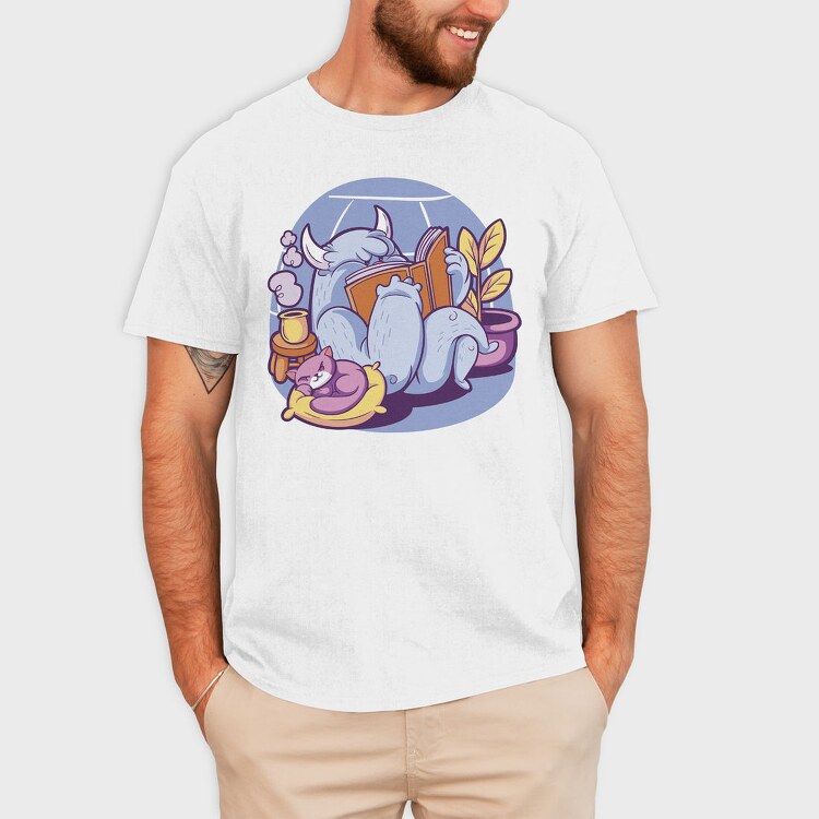 Yeti Monster Reading At Home, Tricou Barbati (Unisex)