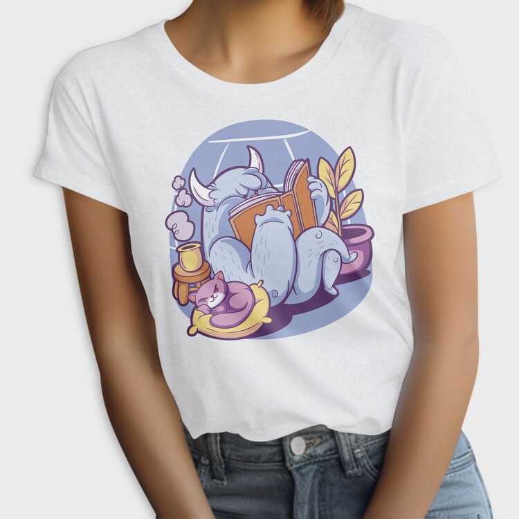 Yeti Monster Reading At Home, Tricou Femei