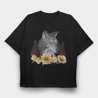 Floral Wolf Mug, Tricou Oversize Barbati (Unisex)