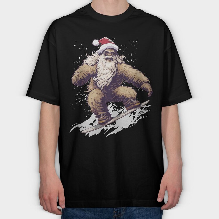 Yeti Santa Claus Snowboarding Adventure, Tricou Oversize Barbati (Unisex)