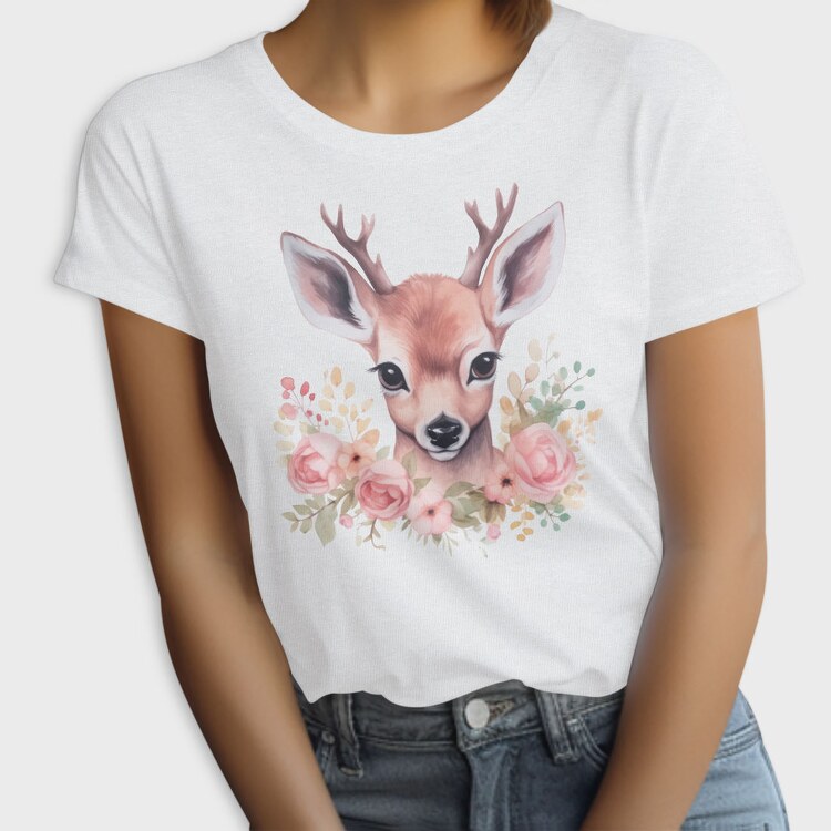 Florla Deer Throw Pillow, Tricou Femei