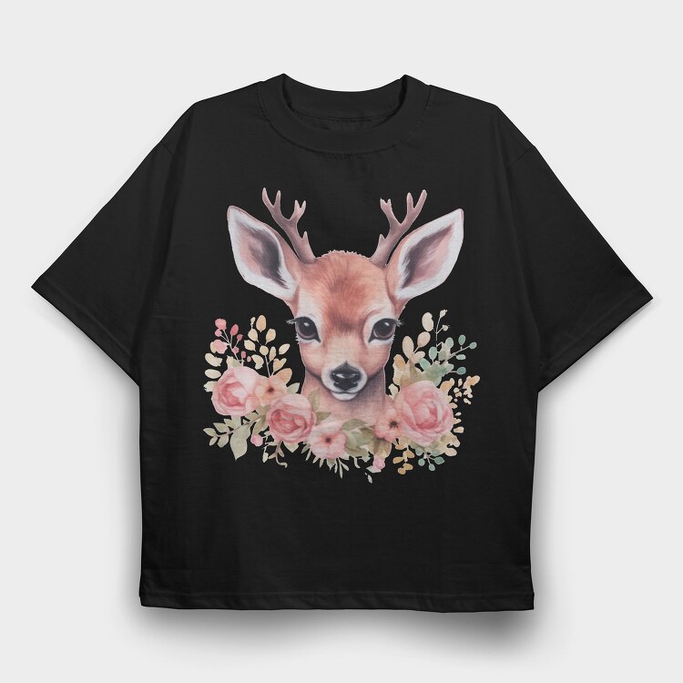 Florla Deer Throw Pillow, Tricou Oversize Barbati (Unisex)