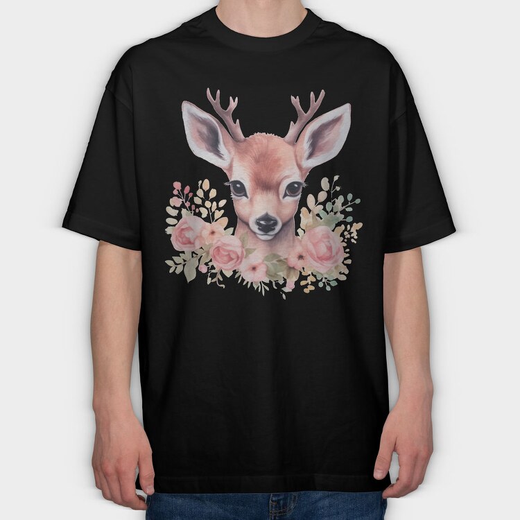 Florla Deer Throw Pillow, Tricou Oversize Barbati (Unisex)