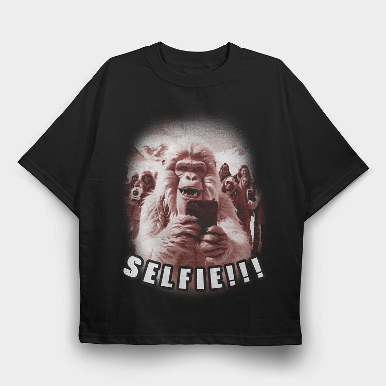 Yeti Selfie Humor, Tricou Oversize Barbati (Unisex)