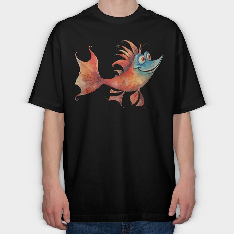Watercolor Fish Joy, Tricou Oversize Barbati (Unisex)
