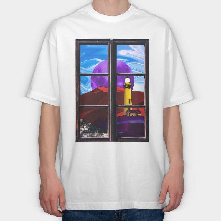 Landscape Window, Tricou Oversize Barbati (Unisex)
