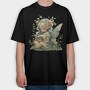 Watercolor Fairy Reading, Tricou Oversize Barbati (Unisex)