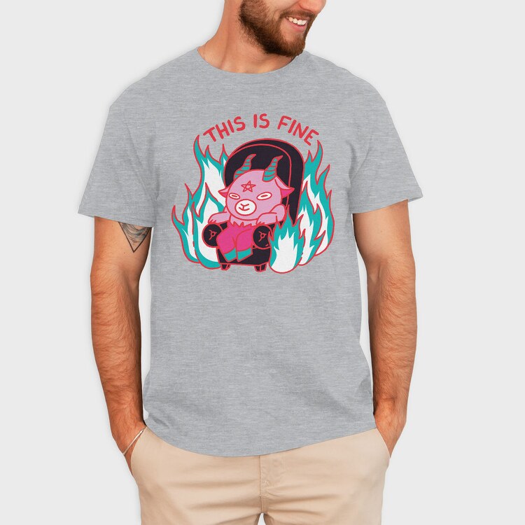 This Is Fine Baphomet Meme, Tricou Barbati (Unisex)