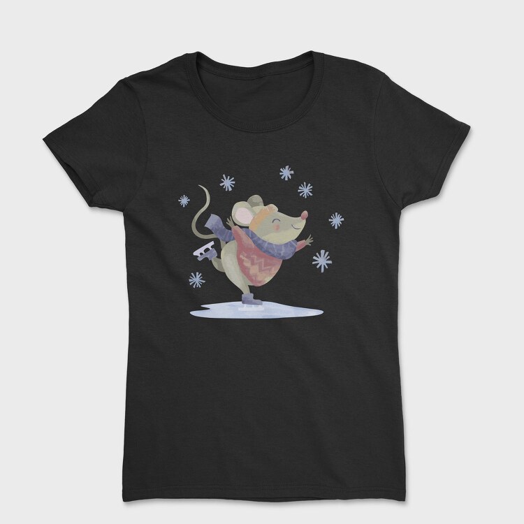 Cute Mouse Skating Mug, Tricou Femei