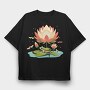 Flower And Frog Lotus, Tricou Oversize Barbati (Unisex)