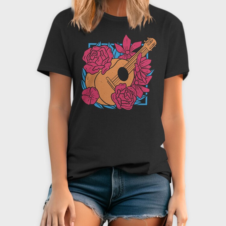 Flower Guitar Uke Flowers, Tricou Barbati (Unisex)