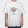 Cute Mouse Skating Mug, Tricou Oversize Barbati (Unisex)
