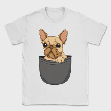 Cute Pug Dog In Pocket French Bulldog, Tricou Barbati (Unisex)