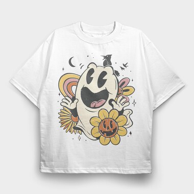 Cute Retro Ghost Halloween Vintage, Tricou Oversize Barbati (Unisex)