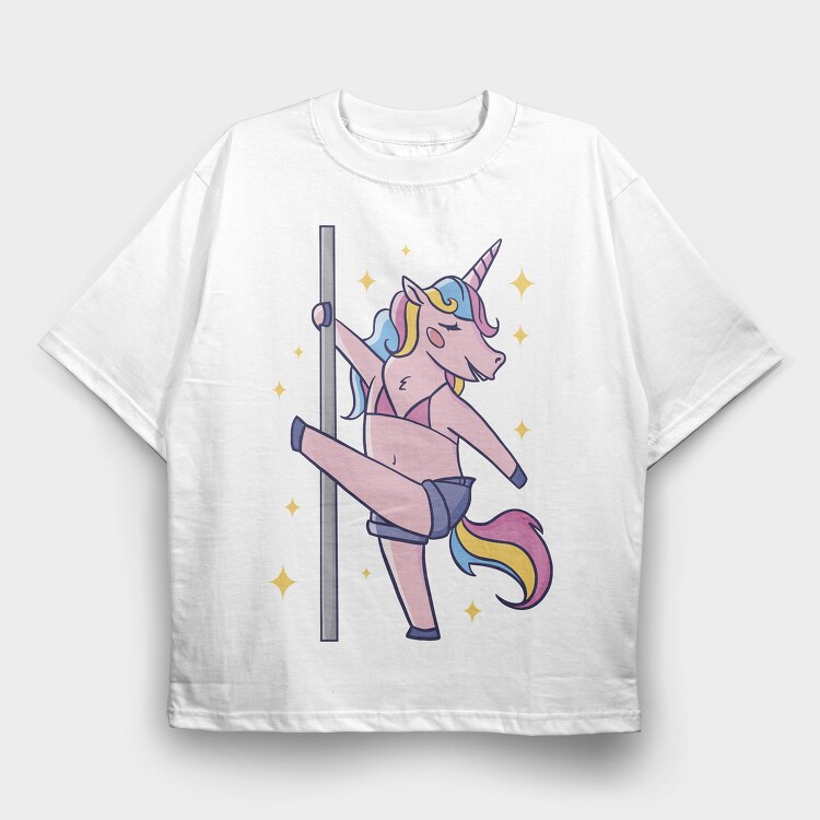 Cute Unicorn Pole Dancing, Tricou Oversize Barbati (Unisex)