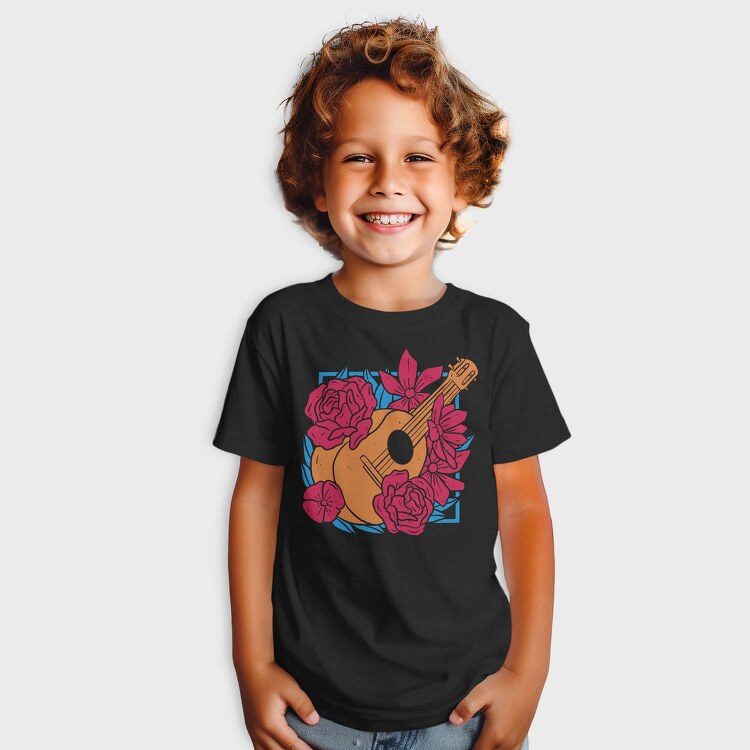 Flower Guitar Uke Flowers, Tricou Copii