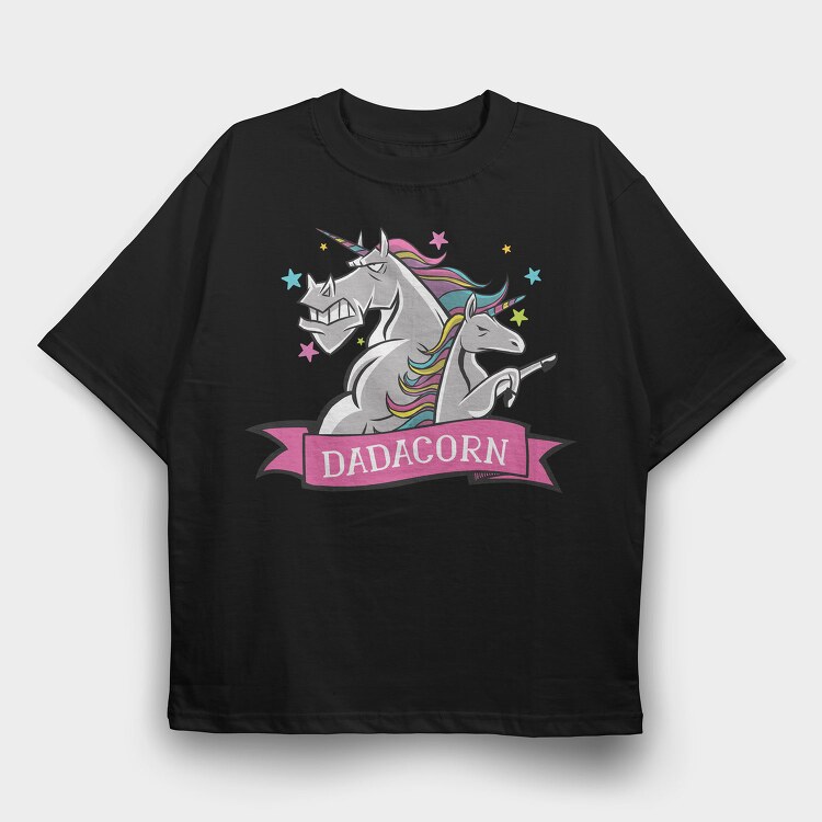 Daddy Unicorn Dad Corn, Tricou Oversize Barbati (Unisex)