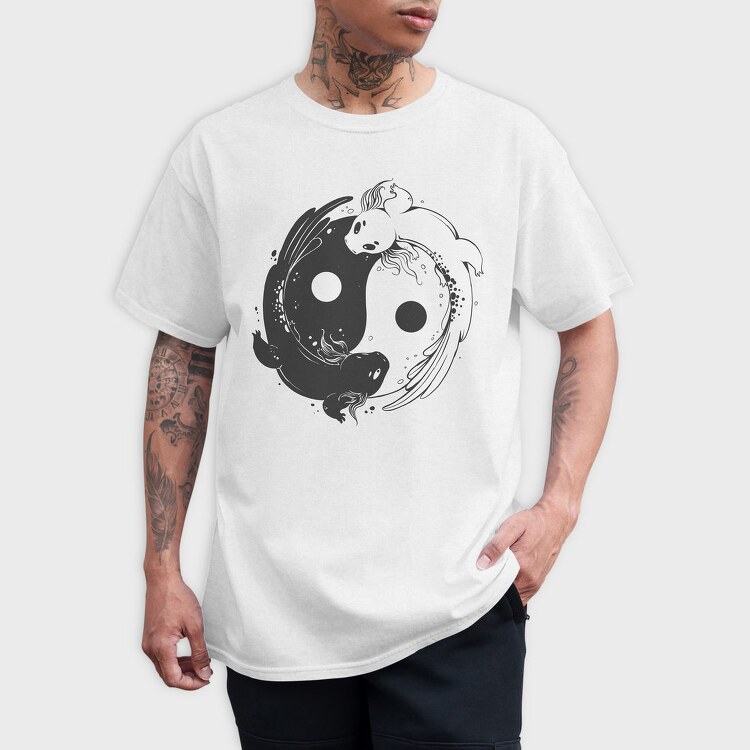 Yin Yang Axolotl Animals Monochrome, Tricou Barbati (Unisex)