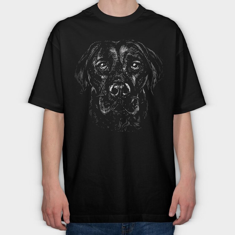 Labrador Retriever Monochrome 2, Tricou Oversize Barbati (Unisex)