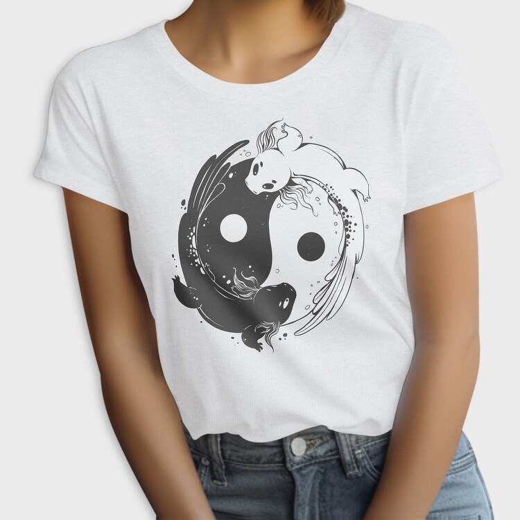 Yin Yang Axolotl Animals Monochrome, Tricou Femei