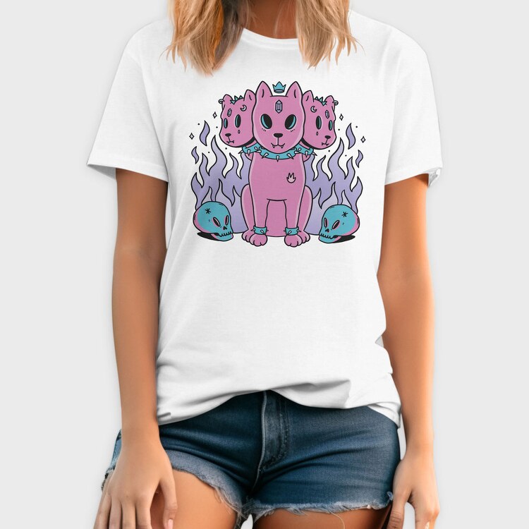 Three Headed Dog Pastel Goth Pink, Tricou Barbati (Unisex)