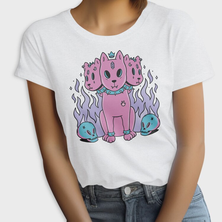 Three Headed Dog Pastel Goth Pink, Tricou Femei