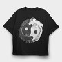 Yin Yang Axolotl Animals Monochrome, Tricou Oversize Barbati (Unisex)