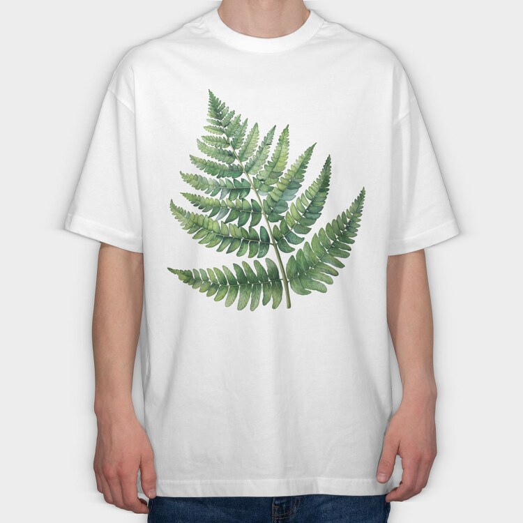 Watercolor Fern Clipart, Tricou Oversize Barbati (Unisex)