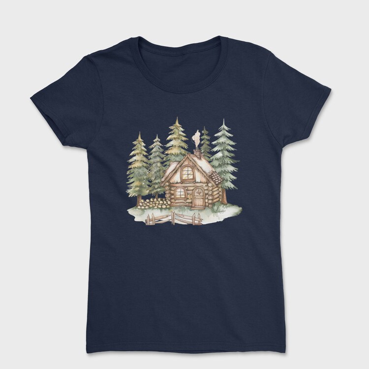 Watercolor Forest House, Tricou Femei
