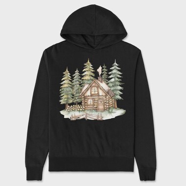 Watercolor Forest House, Hanorac Oversize Barbati (Unisex)