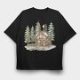Watercolor Forest House, Tricou Oversize Barbati (Unisex)