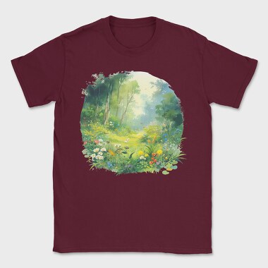 Watercolor Forest Meadow, Tricou Barbati (Unisex)
