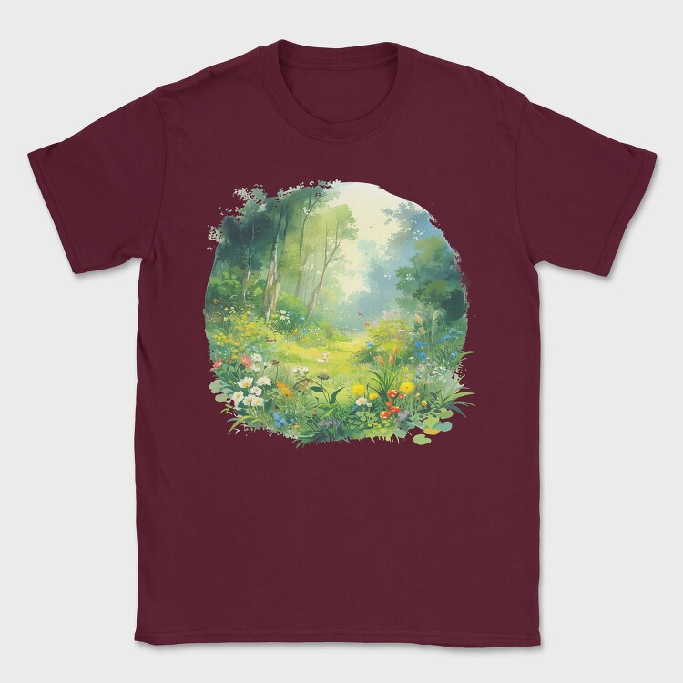 Watercolor Forest Meadow, Tricou Barbati (Unisex)