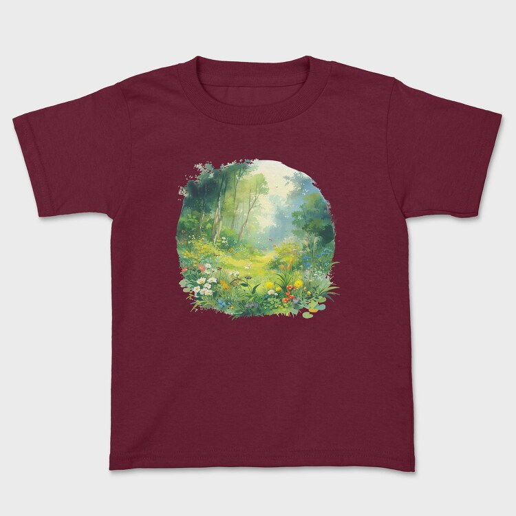 Watercolor Forest Meadow, Tricou Copii